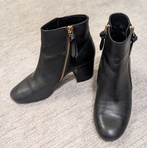 Cole Haan Black Ankle Boots with Gold Zipper